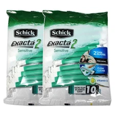 Schick Exacta2 Sensitive Disposable Razor, 10 10 Count (Pack of 2), Green 