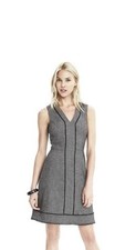 Banana Republic Gray Black Fringe Detail A-Line Career Office Sleeveless Dress 4