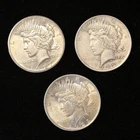LOT OF 3 DIFFERENT PEACE SILVER DOLLARS 90% COINS 1922 1923 1927 NR!