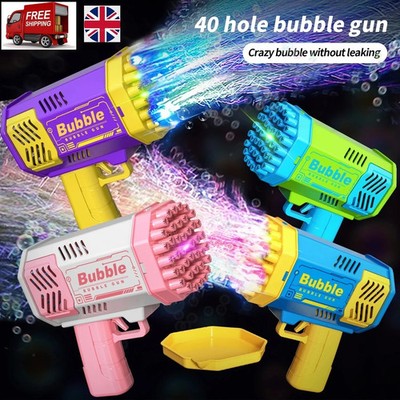 40-Loch Blase Raketenwerfer Pistole Outdoor Seifenblasenmaschine Spielzeug für Geschenk Kinder UK