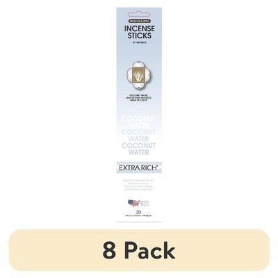 Extra Rich Coconut Water Scented Incense Sticks 8 Pack 20 Count Fruity Fragrance