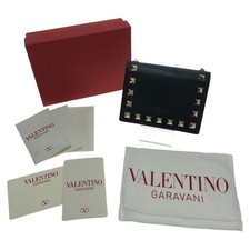 VALENTINO Garavani Calfskin Studs Wallet (Bifold) ZW2P0P39BOL Black Slight Scrat