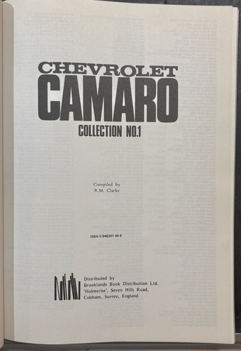 Clarke - Chevrolet Camaro 1967-1973 - Brooklands Books - 1985 - Trade Paperback - Picture 3 of 6