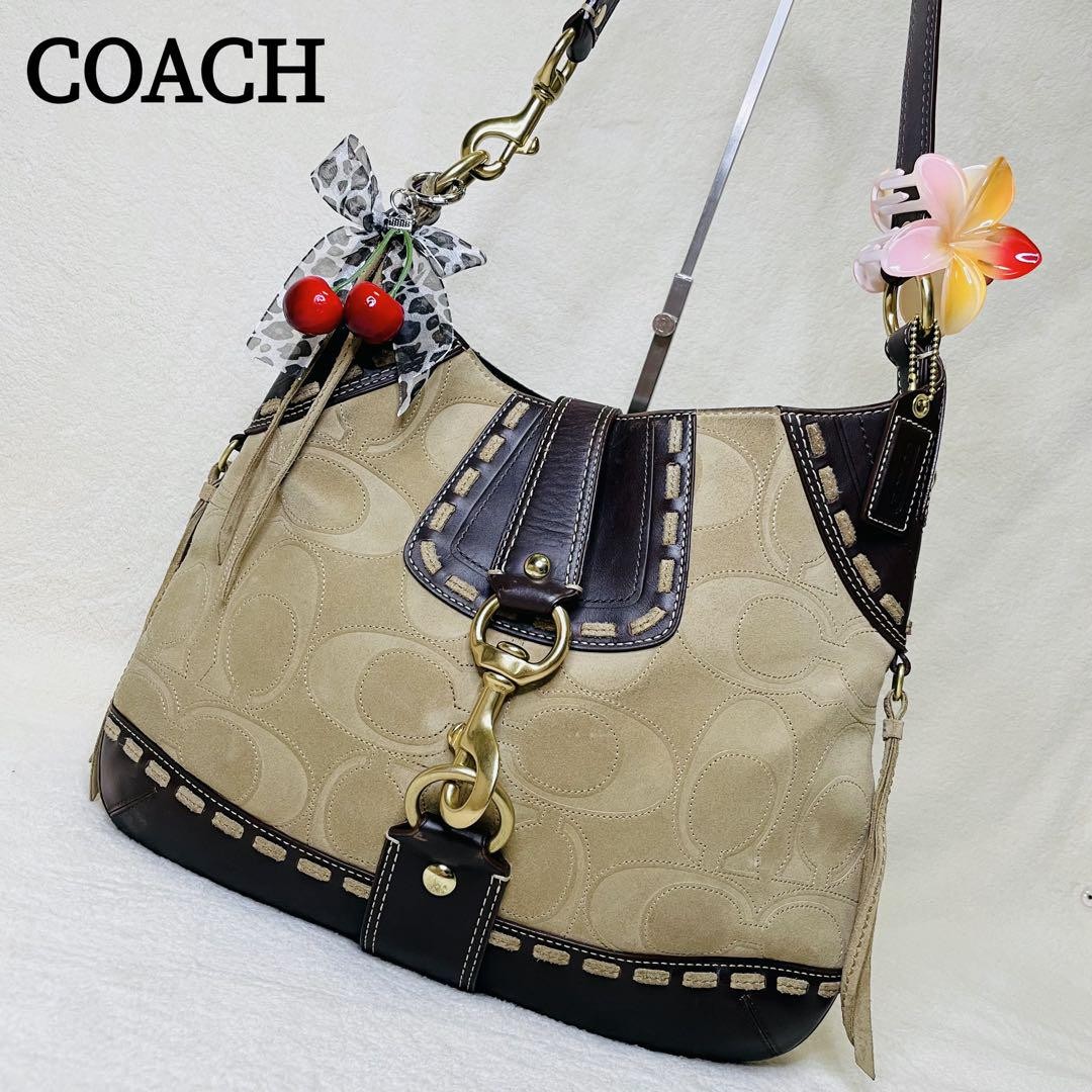 Coach Signature Leather Shoulder Bag in Beige - Authentic G07162306