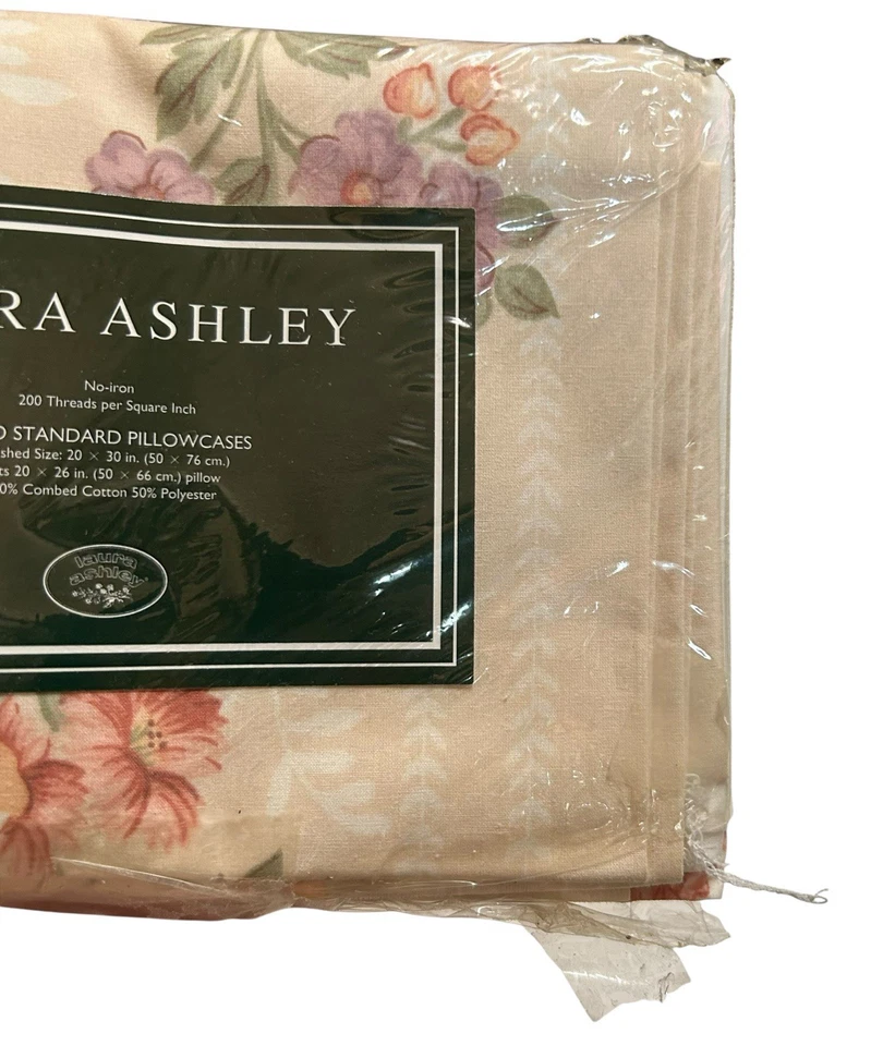 Funda de Almohada Estándar Laura Ashley Vintage Jardín Baqueta Floral Ropa de Cama Nueva de Lote Antiguo Foto 2 de 4