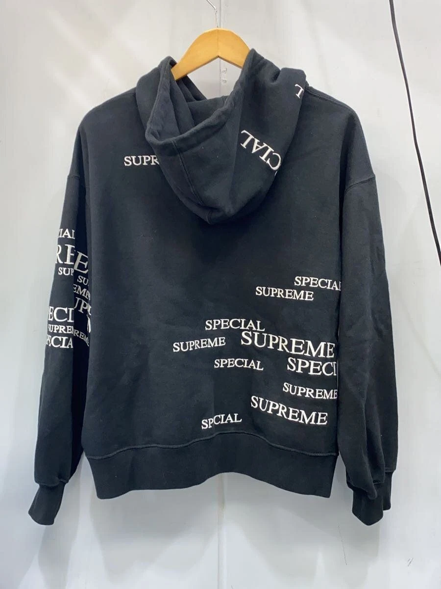 Felpa Supreme con cappuccio zip L cotone nero fantasia completa usata