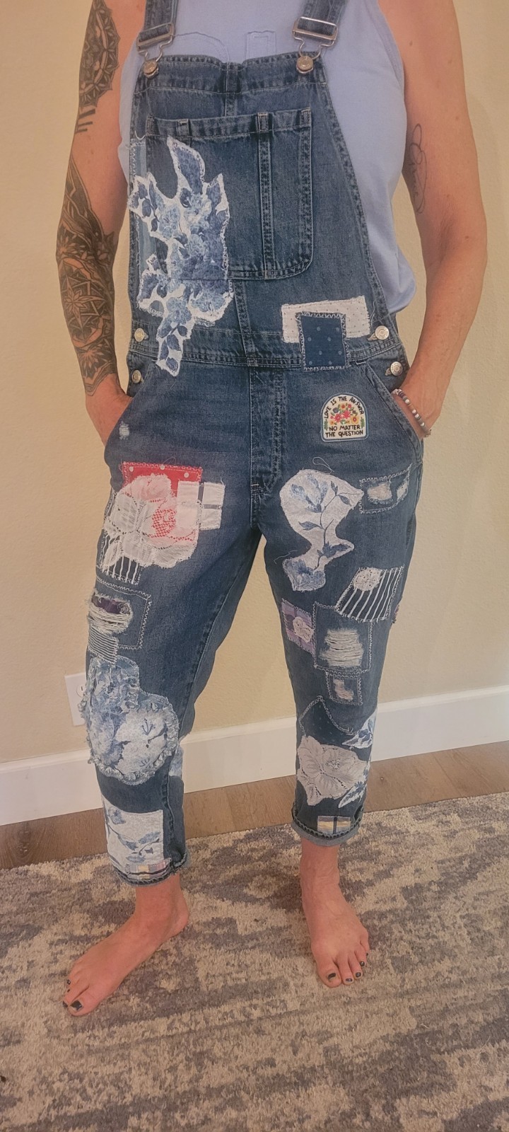 Custom Hand-Crafted Patchwork Overalls Gap-small … - image 19