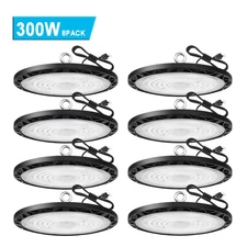 8Pack 300W UFO LED High Bay Light Industrial Commercial Warehouse Gym Shop Light