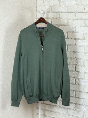 Mens Saint James Full Zip Green Wool Sweater Size XL