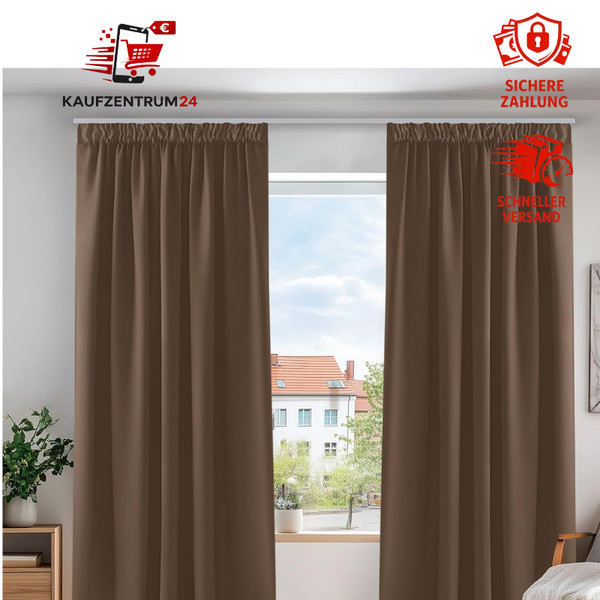 Verdunkelungsvorhang 290X140 Cm, Thermo, 2Er Set, Braun, KäLteschutz-image