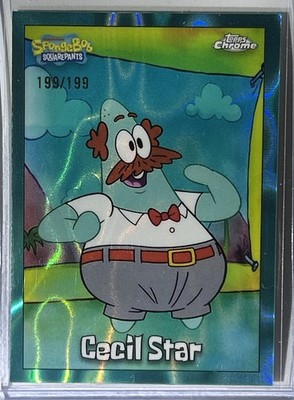 RARE Cecil Star Numbered 199/199 Topps Chrome SpongeBob Square Pants Cecil Star