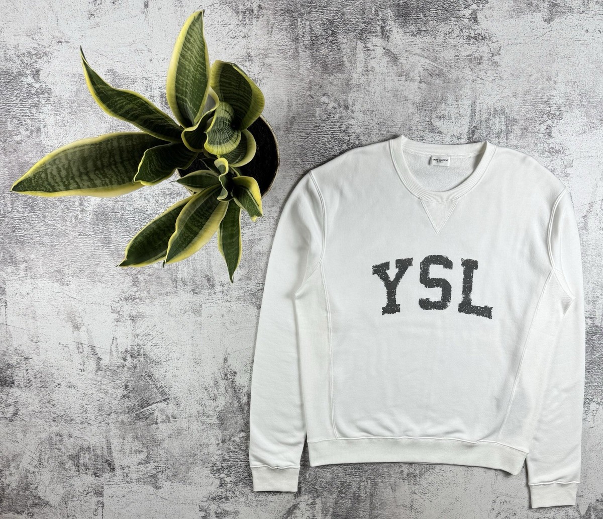 SAINT LAURENT Paris 2021 YSL Logo Cotton White Crew