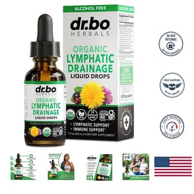 Detoxify Your Lymphatic System: Organic Drops with 26 Herbs, 1oz Liquid Support