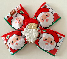 SANTA 4" HANDMADE GROSGRAIN HAIR BOW