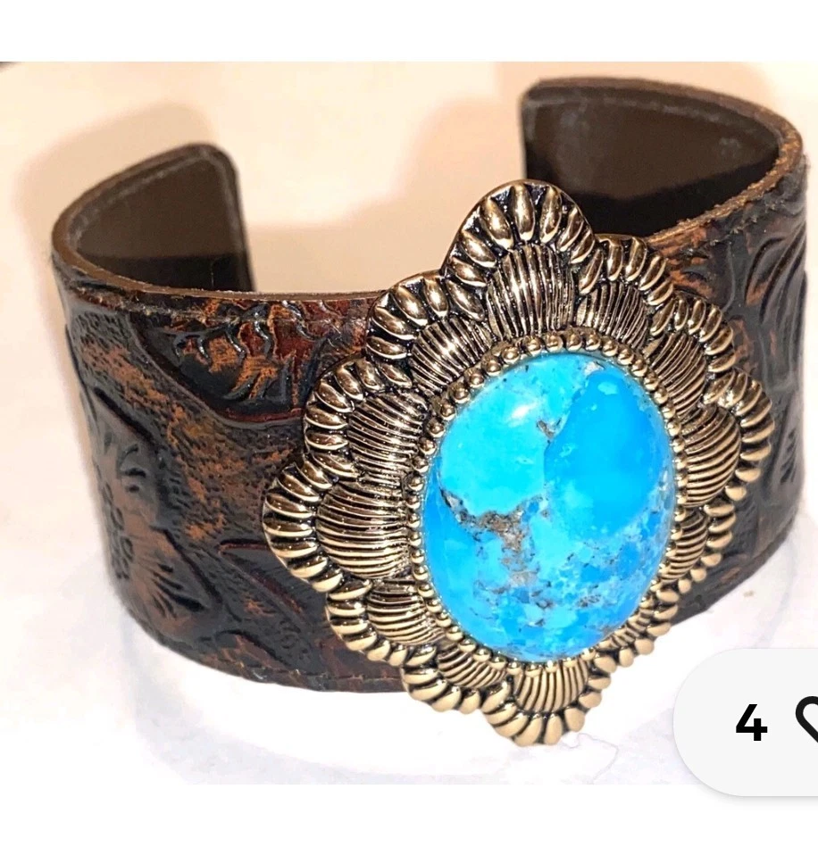 Brazalete de cuero turquesa Barse Tooled ¡Excelente!!!!! Foto 3 de 4