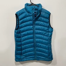 ICEBURG Women Puffer Vest Teal Blue Down Feather Insulated Sleeveless Jacket L