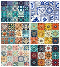 Moroccan Bohemian Faux Tile Wallpaper Peel and Stick Self Adhesive Wall Tiles