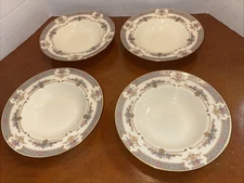 4- Minton Royal Doulton Persian Rose  Bone China round Flat Rim Soup Bowl mint