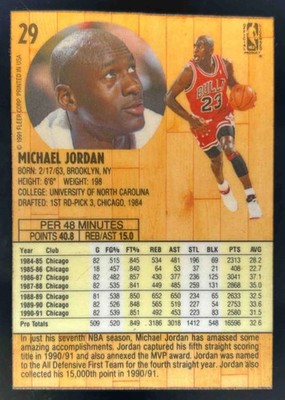 MICHAEL JORDAN 1991-92 Fleer 3D Acrylic Wrapper Redemption #29