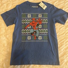 Marvel Spider-Man Boys XL 14/16 Holiday Christmas TShirt NWT Blue
