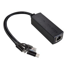 UCTRONICS Gigabit PoE Splitter 5V 3A with a Micro USB to USB-C adapter, Black