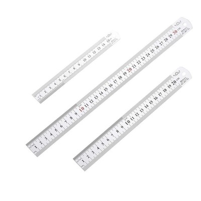 Metall Linea 3-teiliges Set, 15/20/ 30cm Lineal Stahl, Doppelseitenskala Kant...