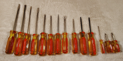 #ad VTG STANLEY Yellow Red Handle Screwdriver Set Torx USA 64 886 64 866 STUB BUNDLE $58.74