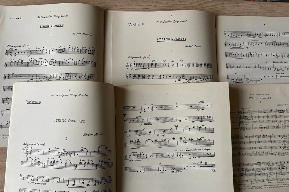 HERBERT MURRILL STRING QUARTET 4 X SHEET MUSIC BOOKS (1940) ENGLAND - Image 2 of 4