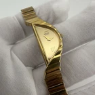 Vintage Seiko Half Moon Asymmetrical Watch Gold Tone 1F20-5D59 w/ New Battery