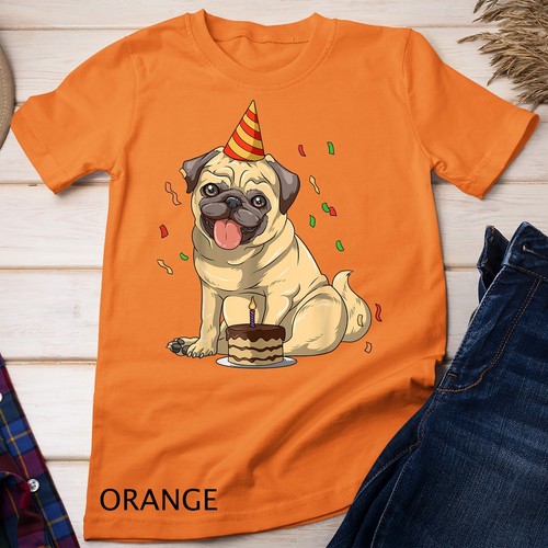Pug Cumpleaños Pug Fiesta de Cumpleaños Pug Tema Camiseta Unisex Camiseta - Imagen 6 de 12