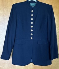 77 Vintage Ralph Lauren Wool Military Riding Blazer Jacket Navy USA 8 Wool