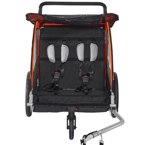 VEVOR Child Bike Trailer Foldable 2 Seater Stroller Double Kids Carrier 45 kg - Picture 10 of 12