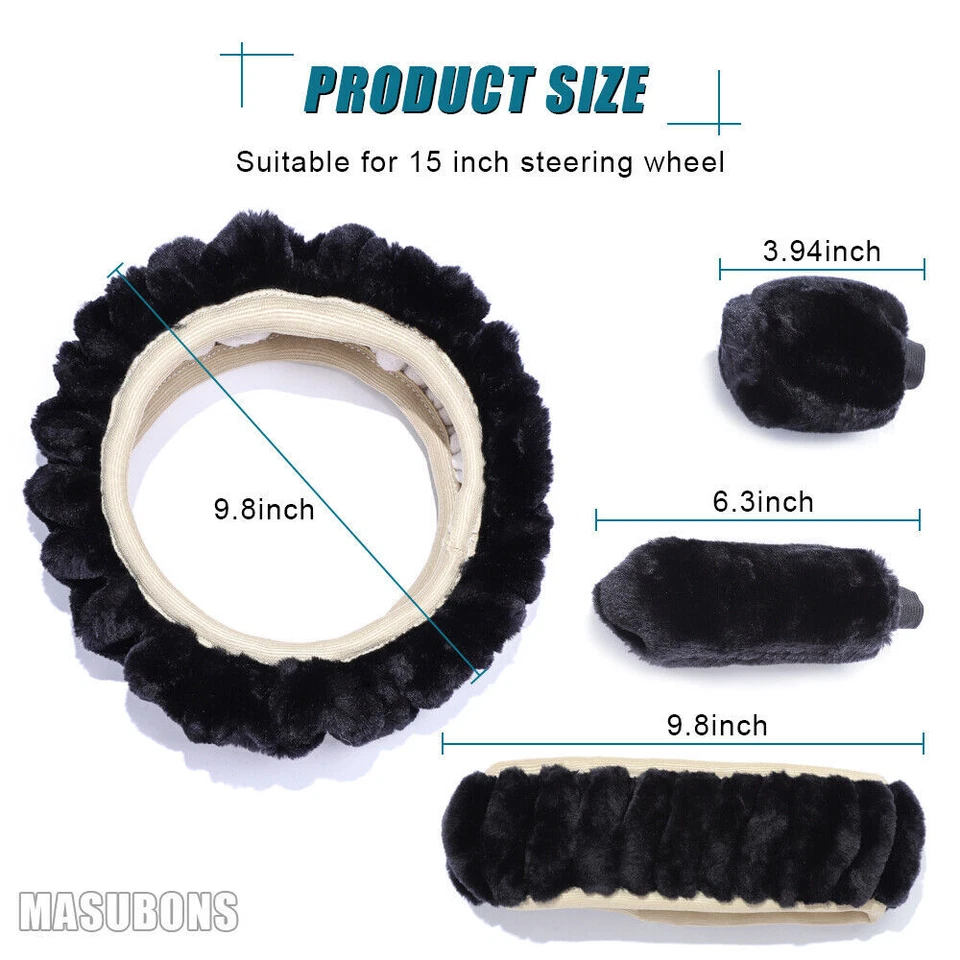 Cubiertas de volante de piel de oveja sintética transpirables antideslizantes para coche Ferrari de 15"" Foto 2 de 4