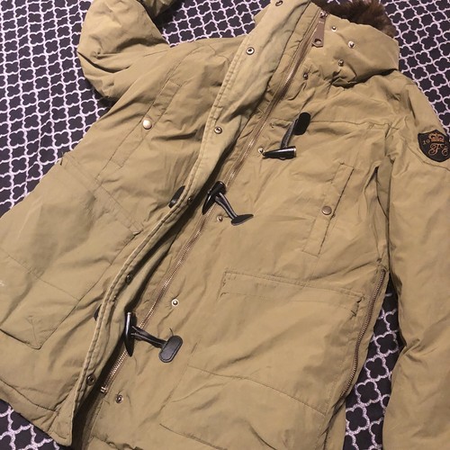 Zara Basic Womens Olive Green Parka Jacket Sz Medium Full Zip Fur Collar Pockets - Picture 7 of 12