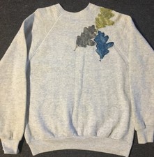 Vtg 80s Glitter Flower Faded Sweatshirt XL USA Homemade Art Vaporwave Grunge 90s