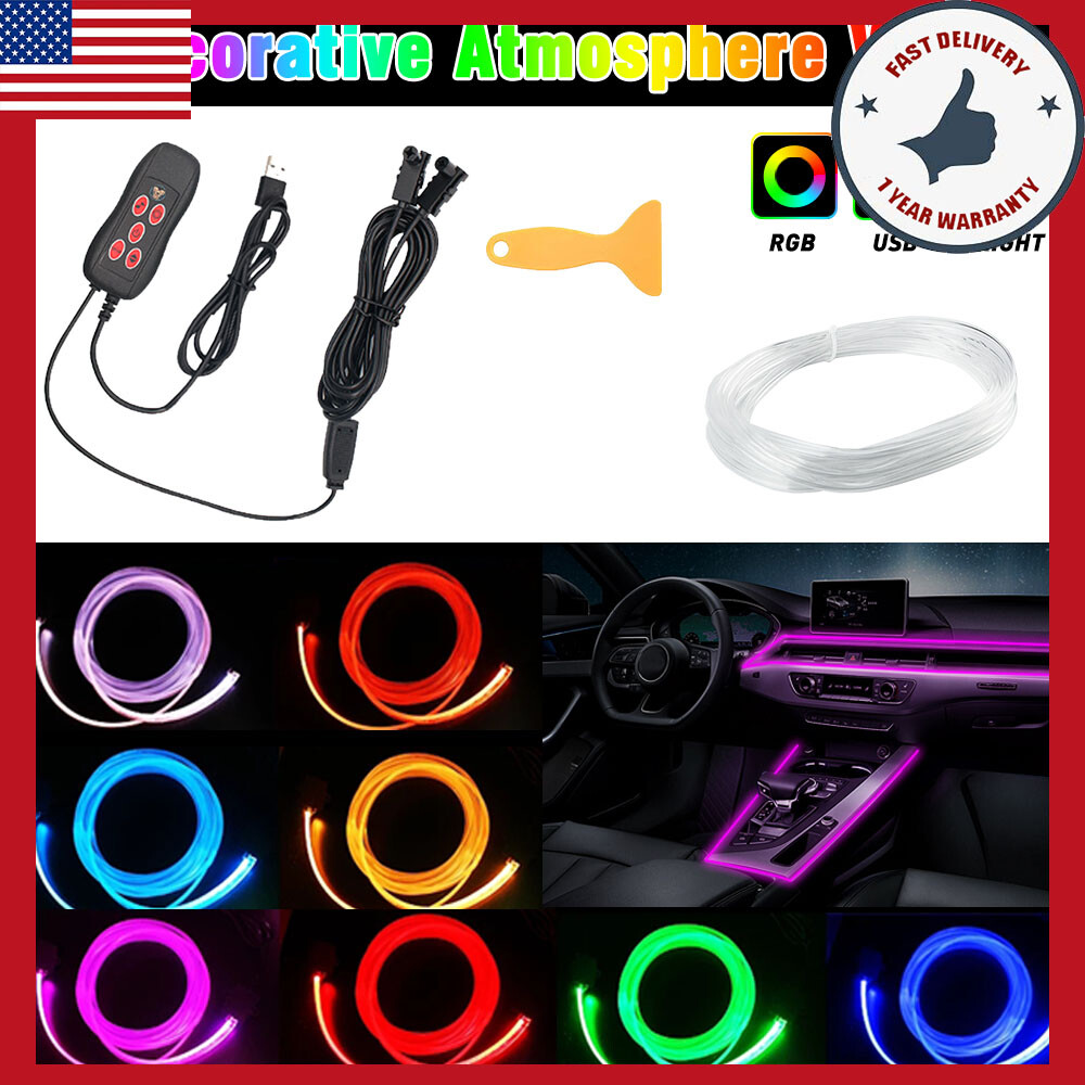 RGB USB LED Auto Car Interior Decor Atmosphere Wire Strip Light Lamp Accessories