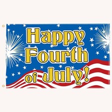 Happy 4th of July Flag 3x5Ft Printing Independence Day Fireworks Patriotic