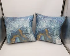 Pair of Laural Home Blue Golden Mineral Indoor Pillows - Open Box