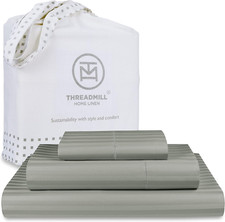 Luxurious 100 Cotton Twin Bed Sheets Set - 600 TC, Deep Pocket, Moonrock Grey