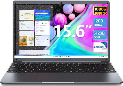 SGIN - 15.6'' Laptop - Intel Celeron Up to 2.9GHz- 12GB Memory - 512GB eMMC  gray