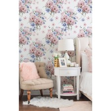 Delicate Bouquet Removable | Soft Nursery Artwork | Pink Flowers | Reusable