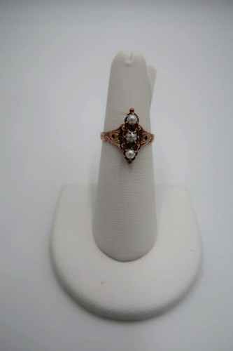 Anillo vintage de perlas de oro rosa de 14kt talla 6 (EE. UU.) t335 - Imagen 1 de 5