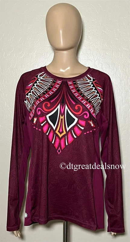 athleta long sleeve geometric athletic shirt