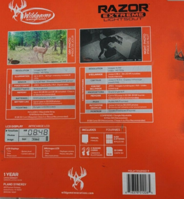 0656 WGI Razor Extreme 14MP Lightsout Game Camera Bundle MODLE