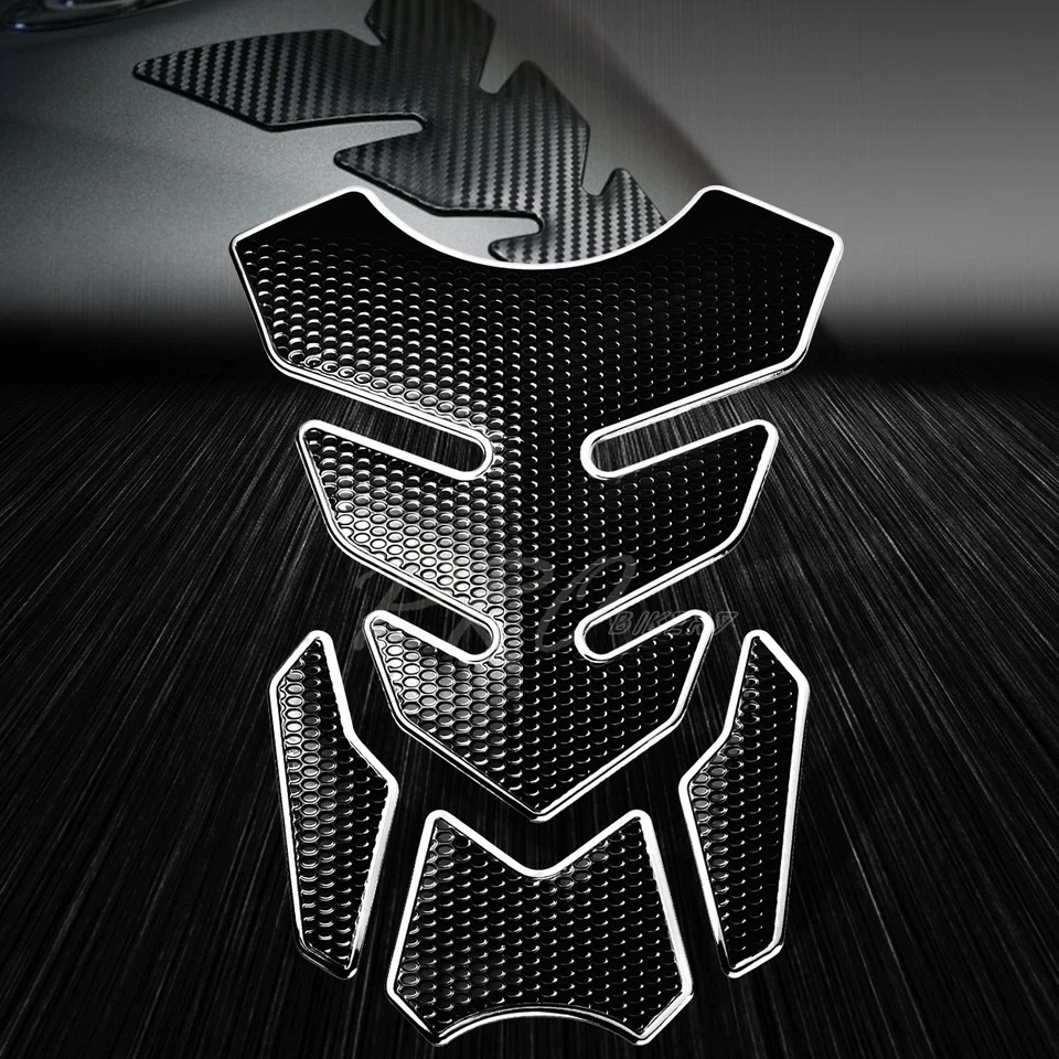 Almohadilla perforada para tanque de gasolina 4 piezas + cubierta de tapa de combustible 97-03 GSXR-600/750/1000 cromo plateado Foto 2 de 4