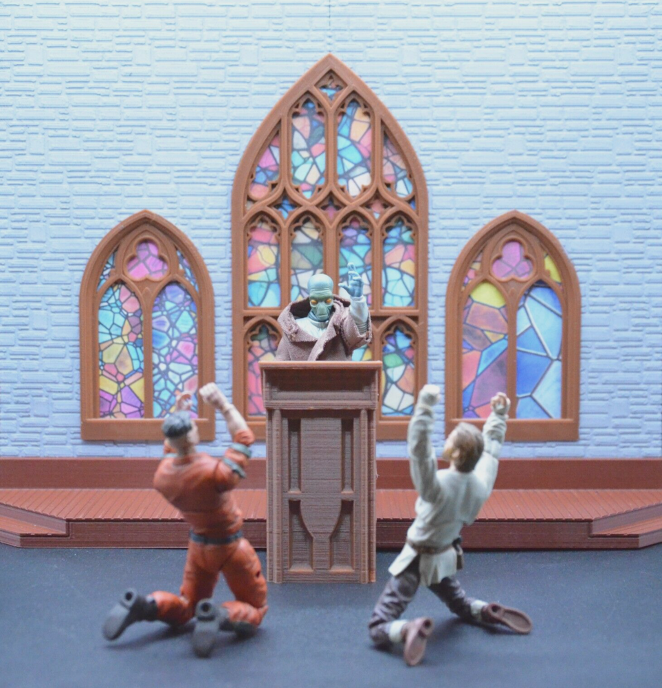 1:18 Gothic Church Diorama with Light for Star Wars GI Joe Acid Rain Custom Figures