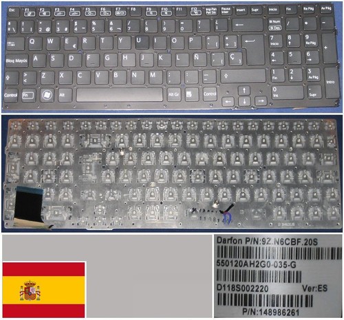 Tastatur qwerty Spanisch SONY Vaio Vpc-Se 9Z.N6CBF.20S 148986261 Version Backlit