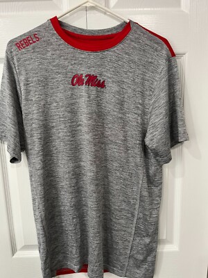 Ole Miss Rebels Polo Shirt Mens M Grey Coloseum Short Sleeve