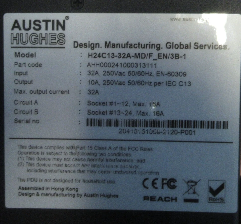 Austin Hughes InfraPower 32A Metered PDU 24x C13 IEC309 H24C13-32A-MD/F_EN/3B-1 - Image 4 of 4