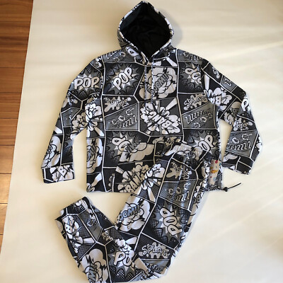 OH SNAP! Mens Black/ White LS Pockets Hoodie Pullover/ Pants Outfit Sz XL